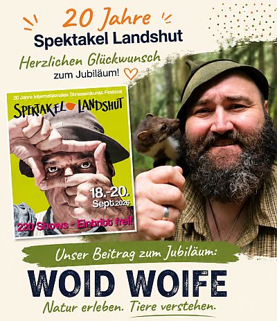 Öffnet die Seite 'Stadtspektakel Landshut: Der Woid Woifi - Natur verstehen - Tiere erleben.'